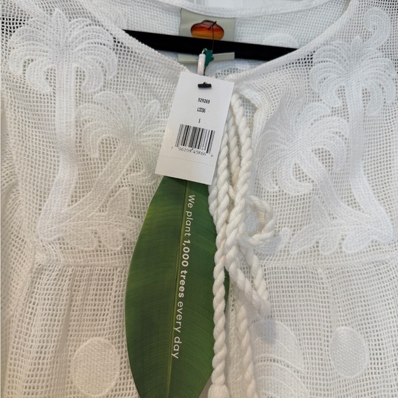 NWT Farm Rio Palm Tree Cutwork White Dress - Picture 8 of 9